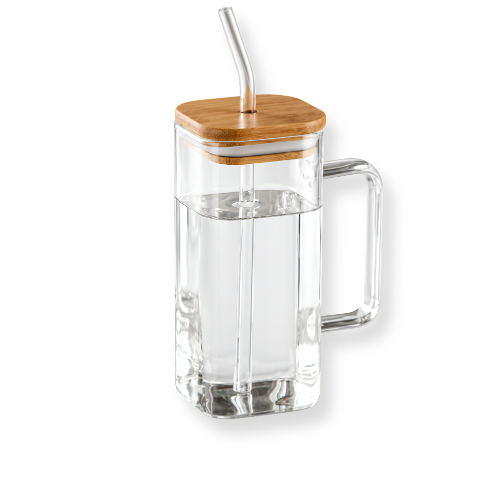 Square Glass Travel Mug in Clear