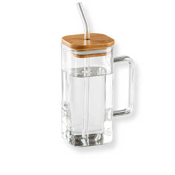 Square Glass Travel Mug in Clear