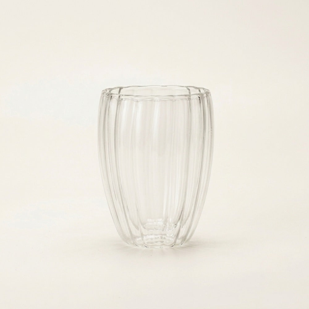 Striped Double Wall Glass Cup