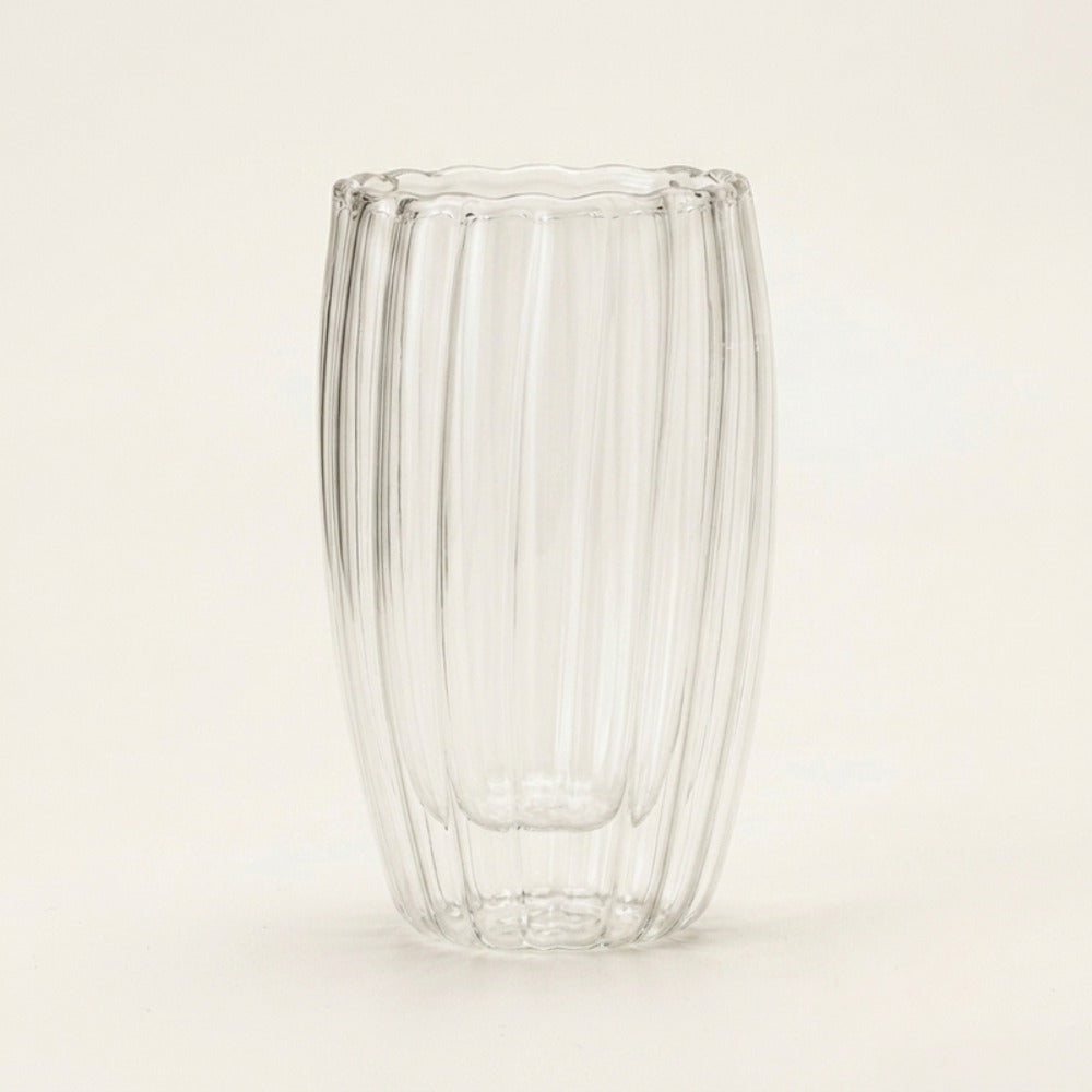 Striped Double Wall Glass Cup