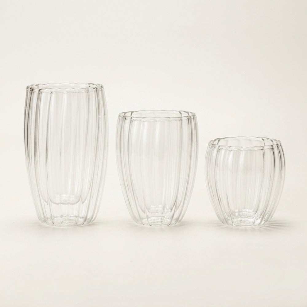 Striped Double Wall Glass Cup