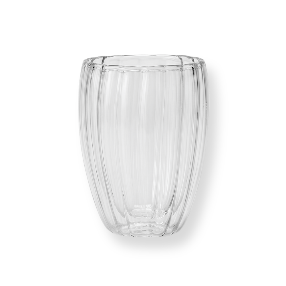 Striped Double Wall Glass Cup