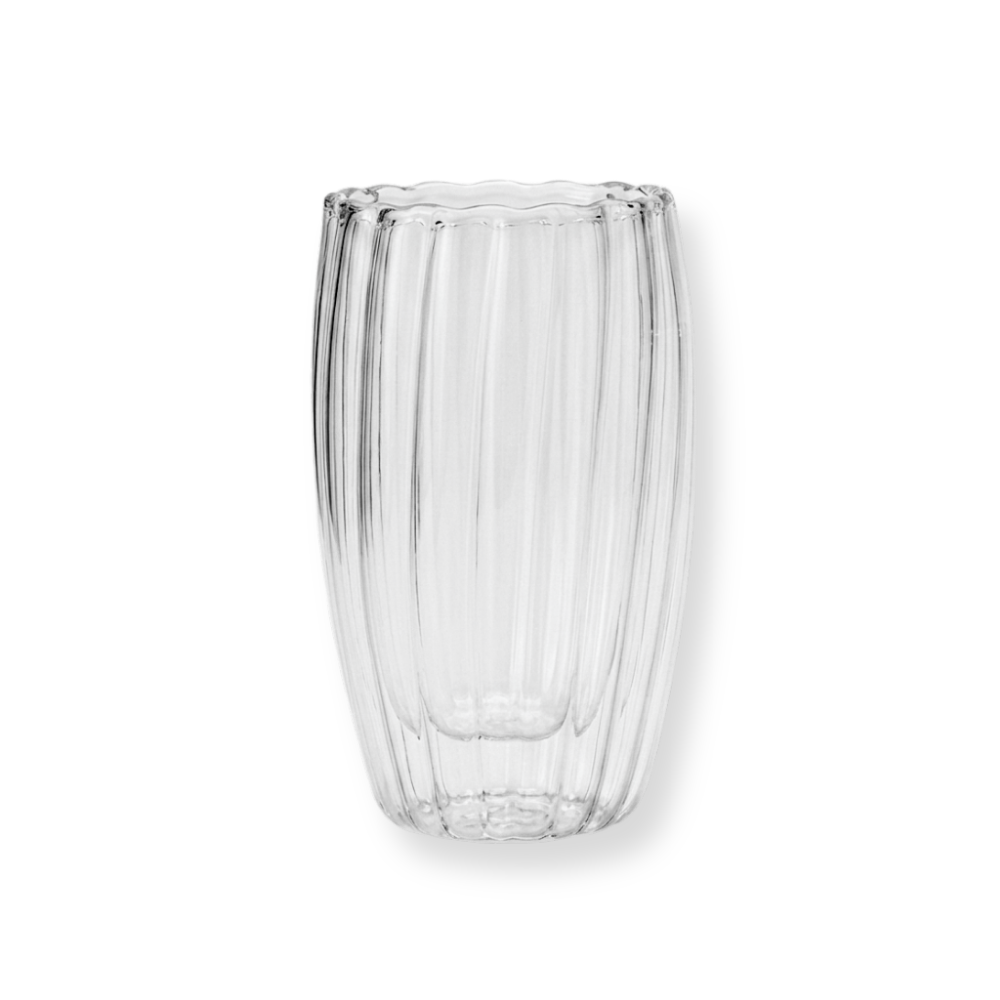 Striped Double Wall Glass Cup
