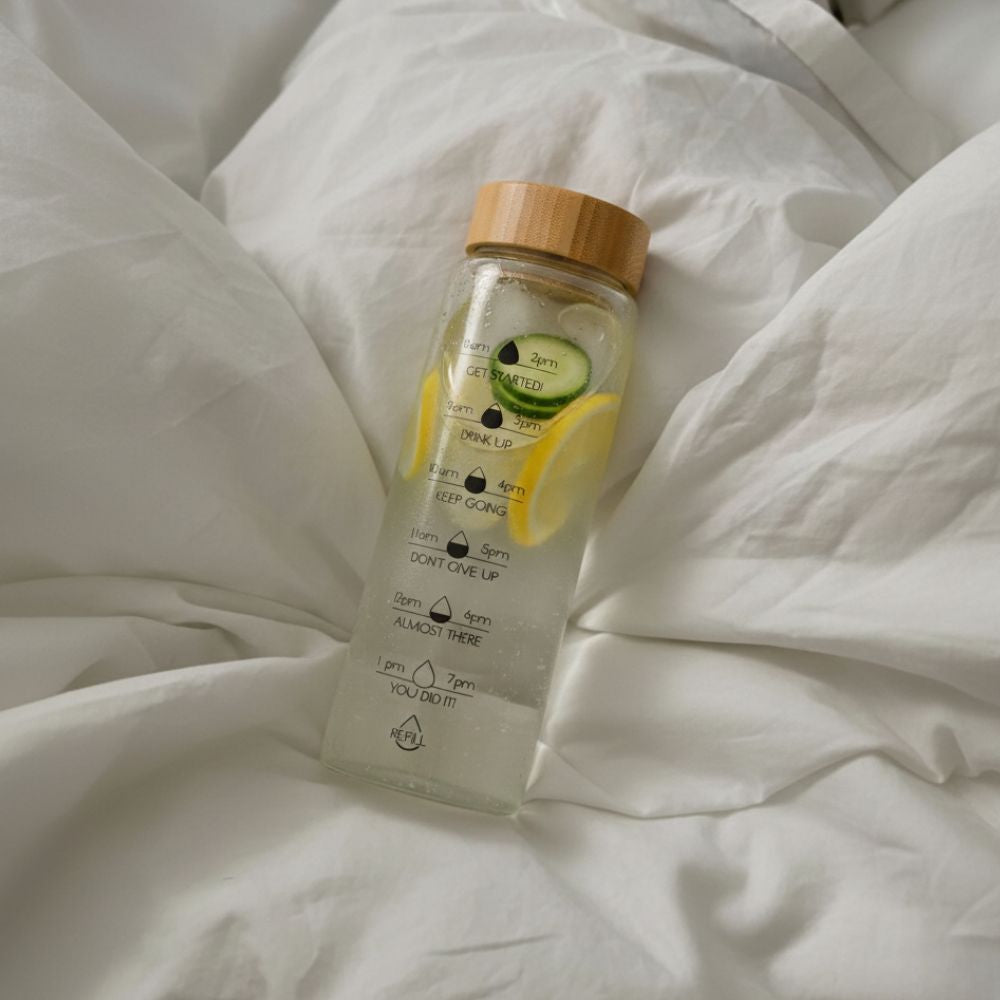 Time Marked Glass Water Bottle