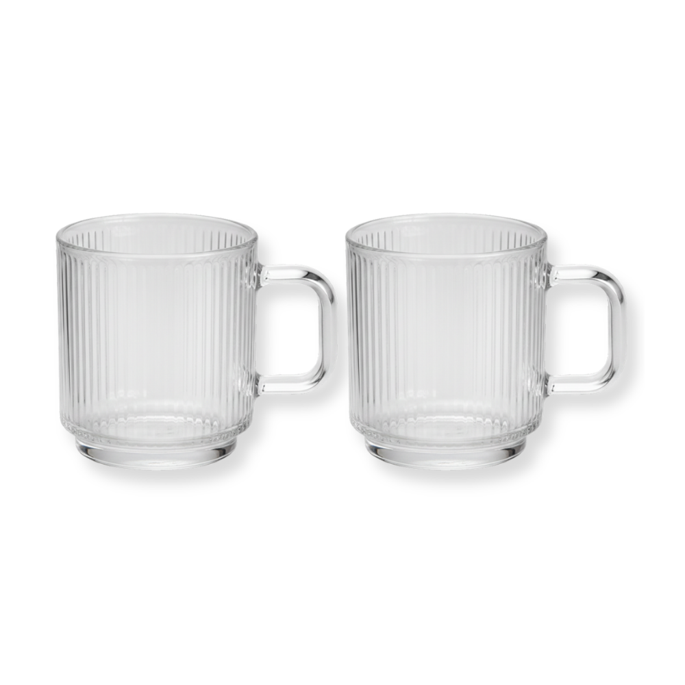 Vertical Stripe Glass Coffee Cup Set