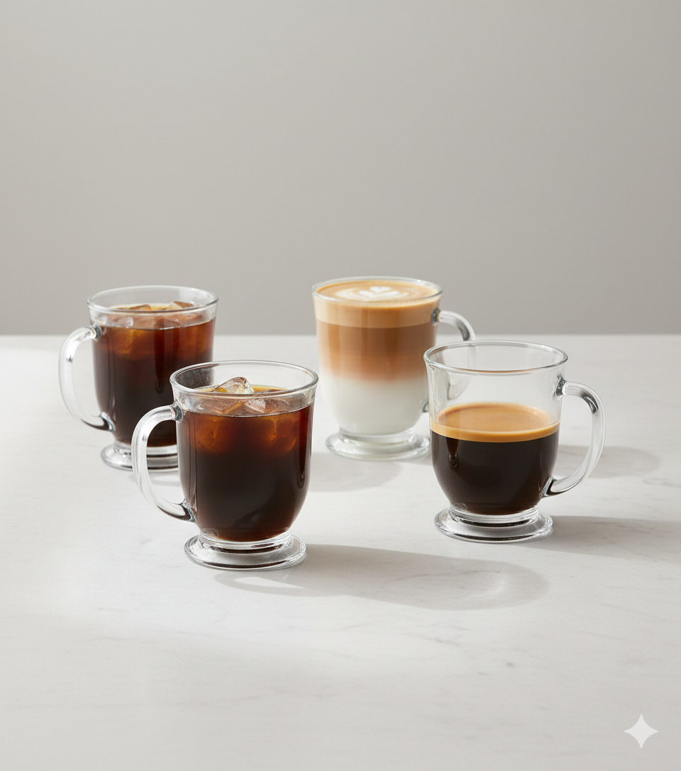 Large Glass Coffee Mug Set