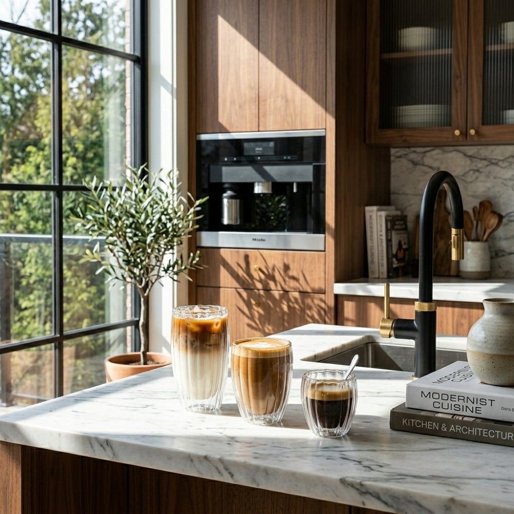 Striped Double Wall Glass Cup