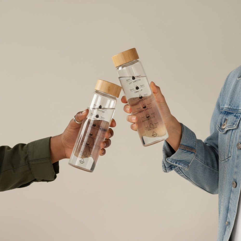 Time Marked Glass Water Bottle