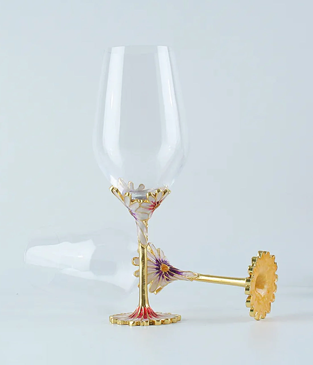 Enamel Flower Wine Glass Set