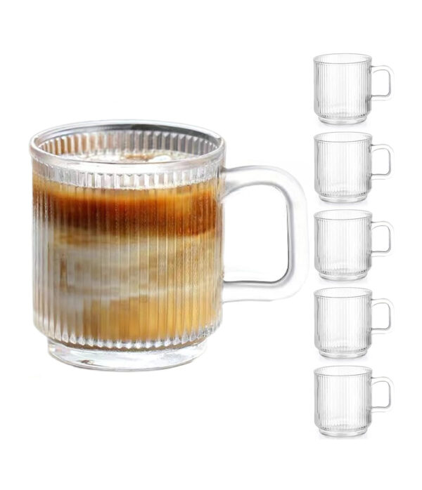 Vertical Stripe Glass Coffee Cup