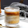 Vertical Stripe Glass Coffee Cup