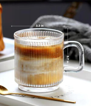 Vertical Stripe Glass Coffee Cup