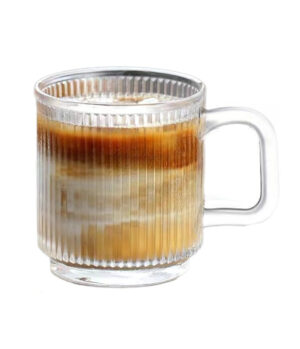 Vertical Stripe Glass Coffee Cup